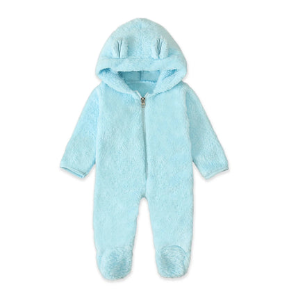 Cozy Bear Ear Hooded Winter Romper for Infants