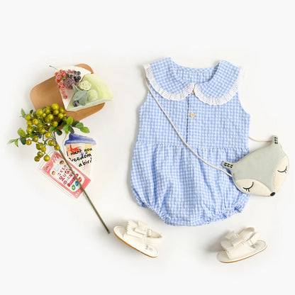 Sanlutoz Sleeveless Plaid Baby Bodysuit: Summer Cotton Comfort