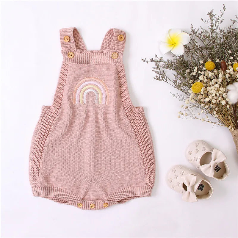 Rainbow Knitted Sleeveless Baby Jumpsuit