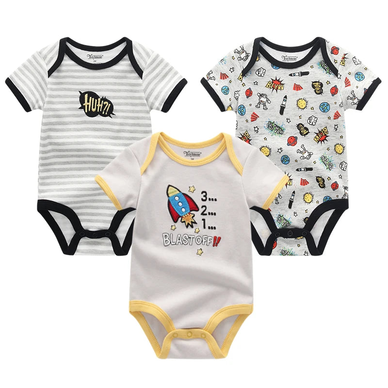 3-Piece Infant Clothing Set: Soft Cotton Rompers