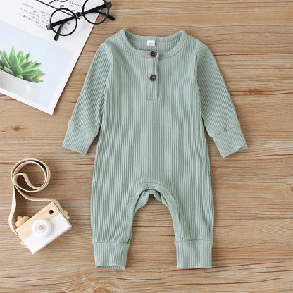 Autumn Newborn Cotton Romper: Long Sleeve Jumpsuit for Baby Boys and Girls
