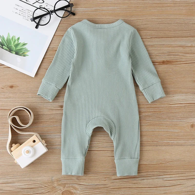 Autumn Newborn Cotton Romper: Long Sleeve Jumpsuit for Baby Boys and Girls