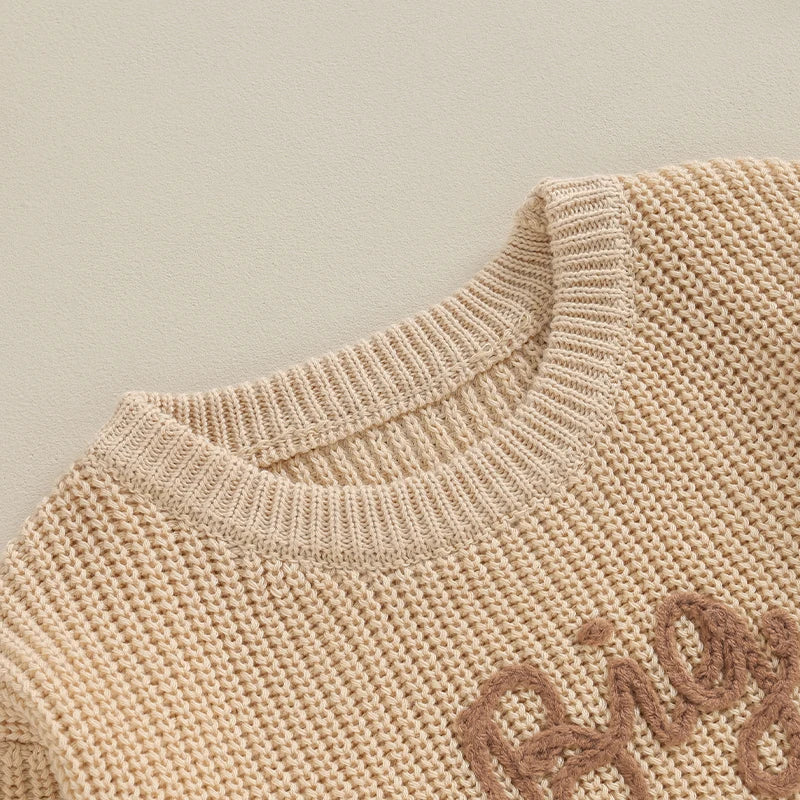 Newborn Boys Winter Sweater with Letter Embroidery