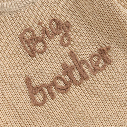 Newborn Boys Winter Sweater with Letter Embroidery