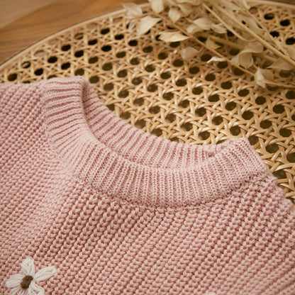 Warm Knit Flower Sweater for Newborns