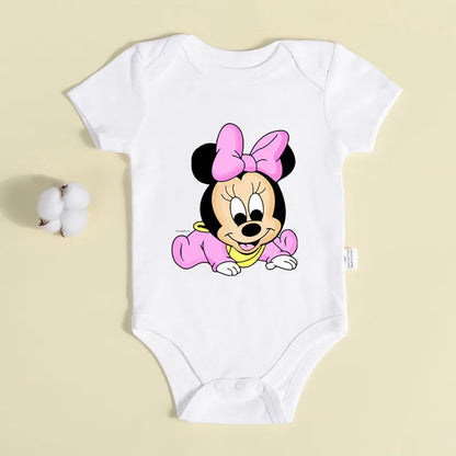 Cute Mickey Minnie Mouse Cotton Bodysuit - Baby Boy & Girl Twin Onesie