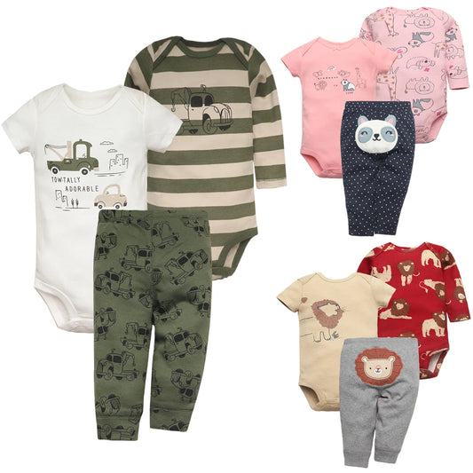 3PCS Cotton Baby Clothing Sets: Cute Summer Outfits for Newborns