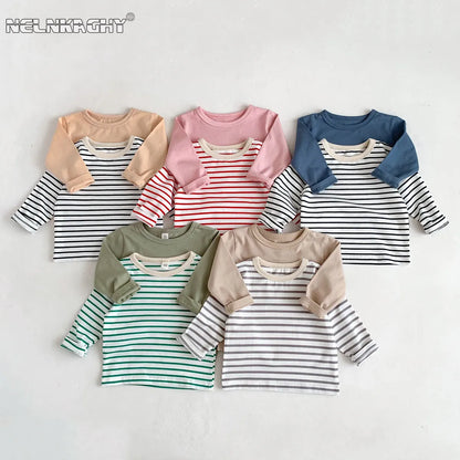 Infant Cotton Striped Tees - Long Sleeve Casual Baby T-Shirts