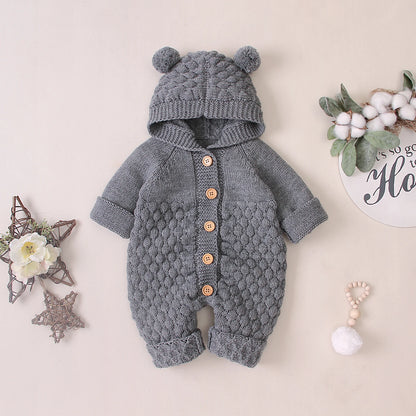Cozy Hooded Bear Ear Jumpsuits for Babies