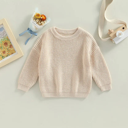 Autumn Winter Newborn Knitted Sweater - Cozy Long Sleeve Pullover for Baby Girls and Boys